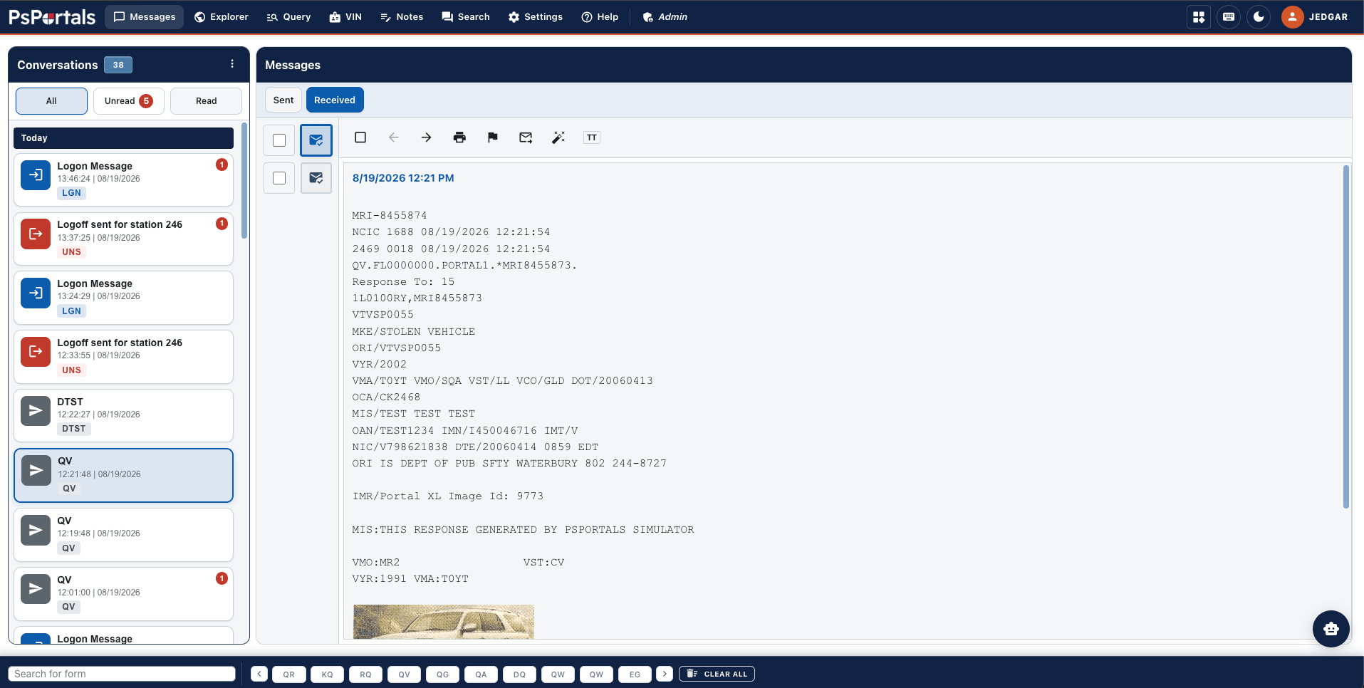 Agency Control Portal NXT screen