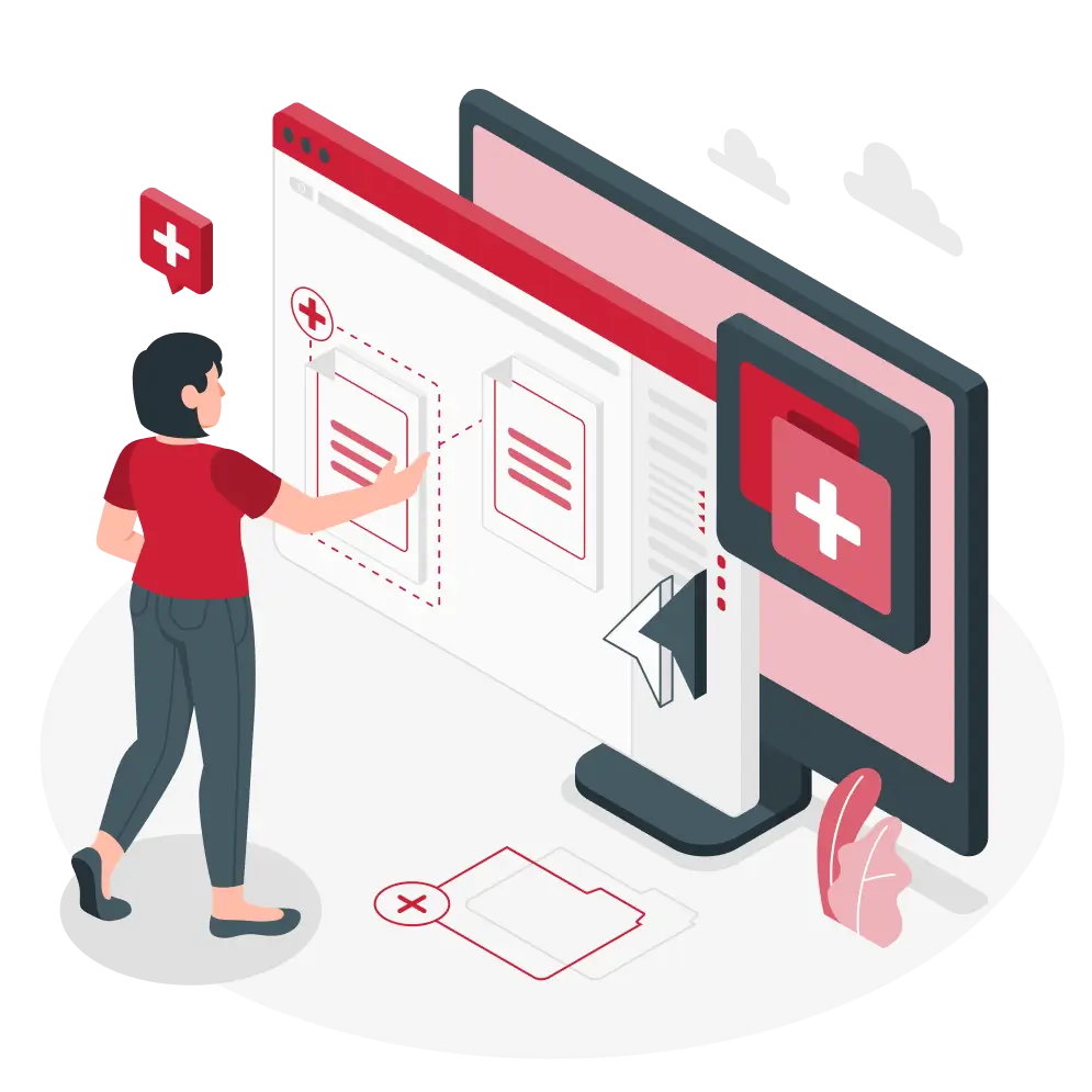 Illustration of a user customizing a digital interface, representing PsPortals flexible workflow design tools