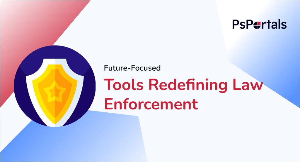 Police officer using modern law enforcement technology tools