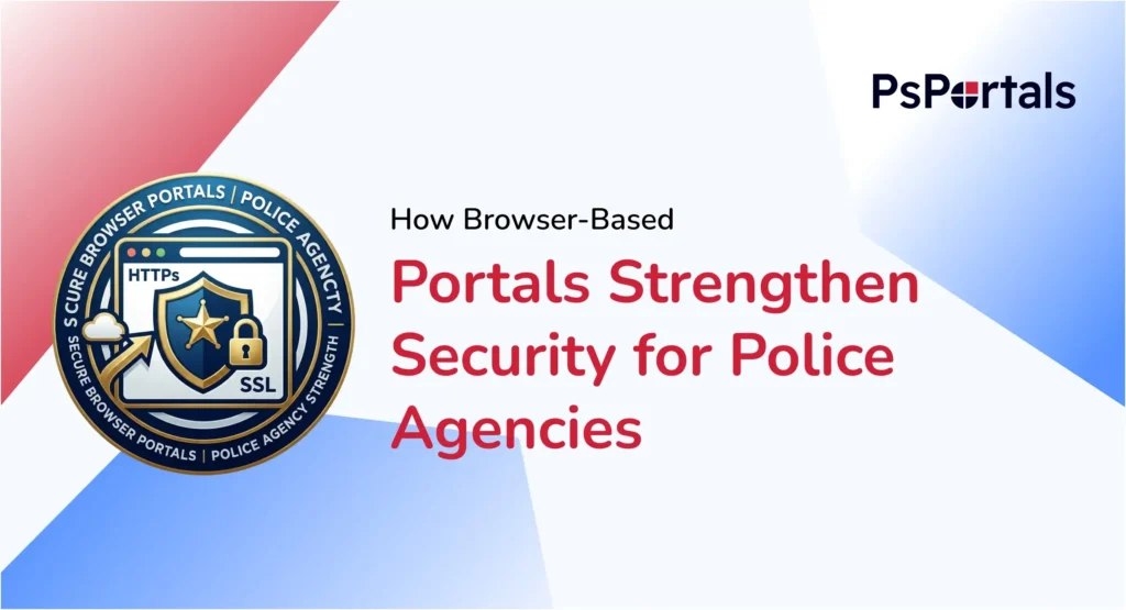 Law enforcement officer accessing secure browser-based portal on workstation