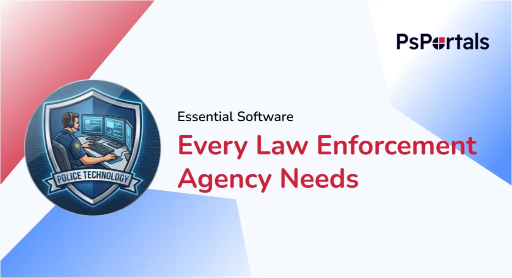 Police officer using law enforcement software on secure dispatch system