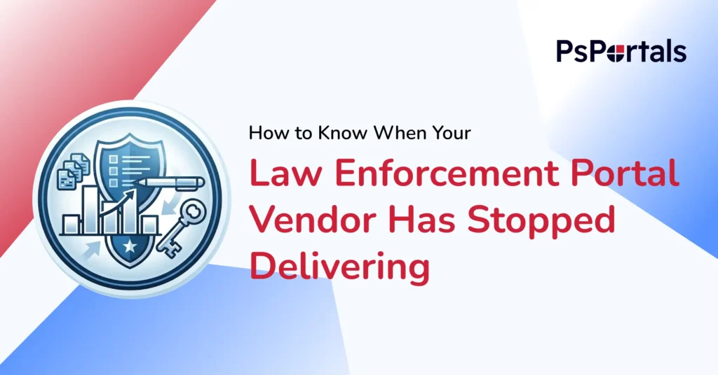 Law enforcement portal vendor evaluation checklist on IT manager's desk during contract renewal review